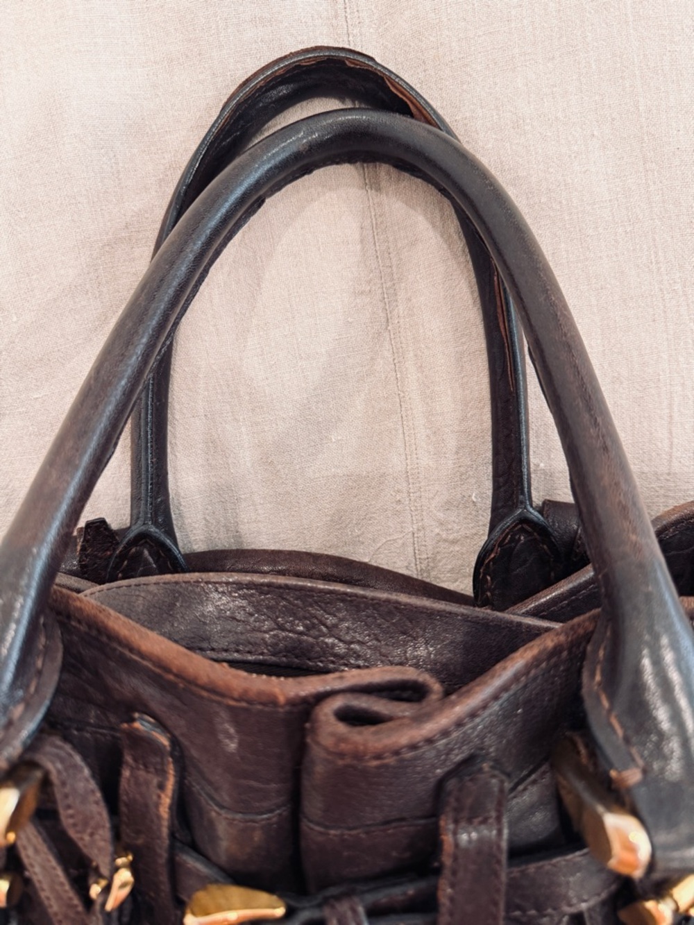 Burberry Dark Brown Leather Shoulder Bag with Gold Hardware - Picture 12 of 16
